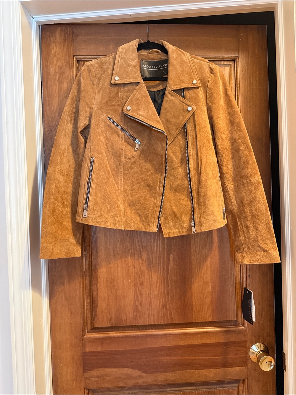 bagatelle Camel Suede Moto Jacket
